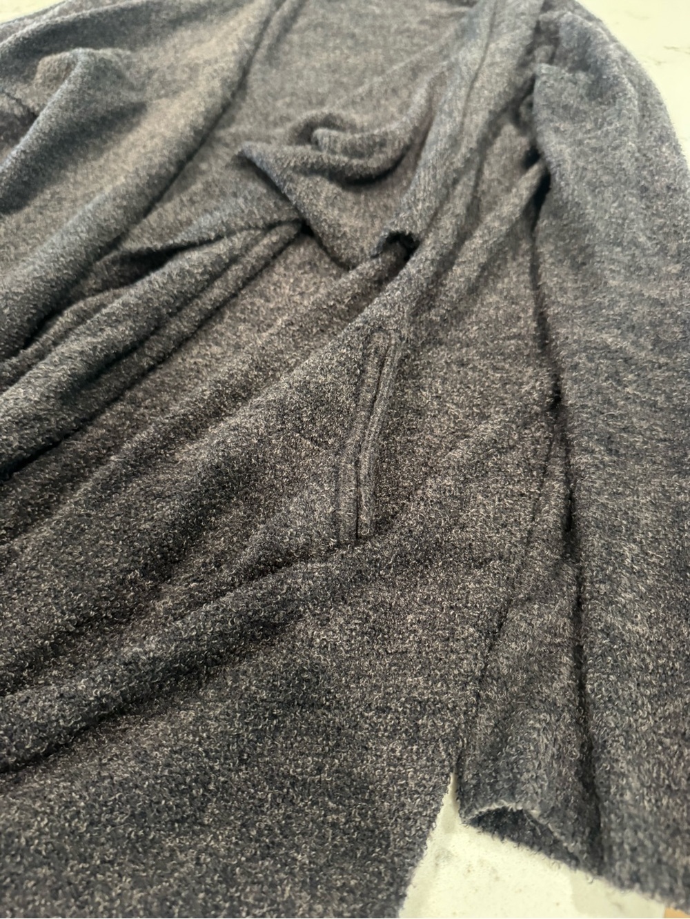 Barefoot Dreams CozyChic Lite Draped Open Front Cardigan Charcoal S/M style 903 - Picture 5 of 6